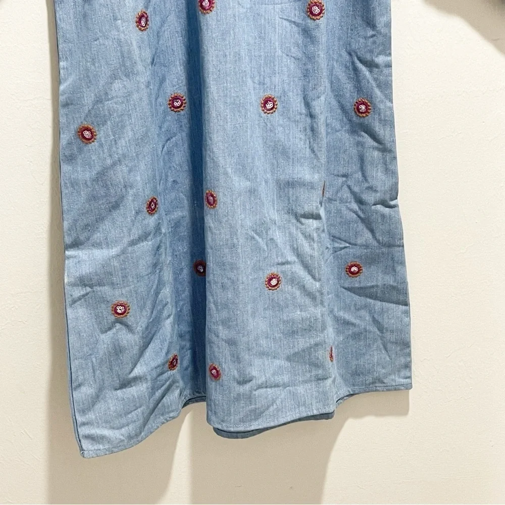 New SMUKKE BY A2J Big Girl’s Dress Blue Chambray Embroidered Sequins Size 14